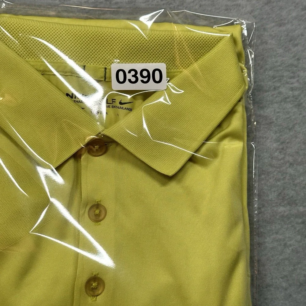 Nike Golf Polo Mens XL‎ Dri Fit Yellow Textured Pattern Stretch